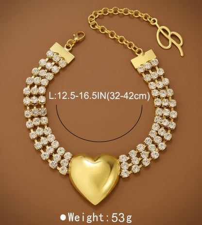 Sparkling Heart of Gold Choker