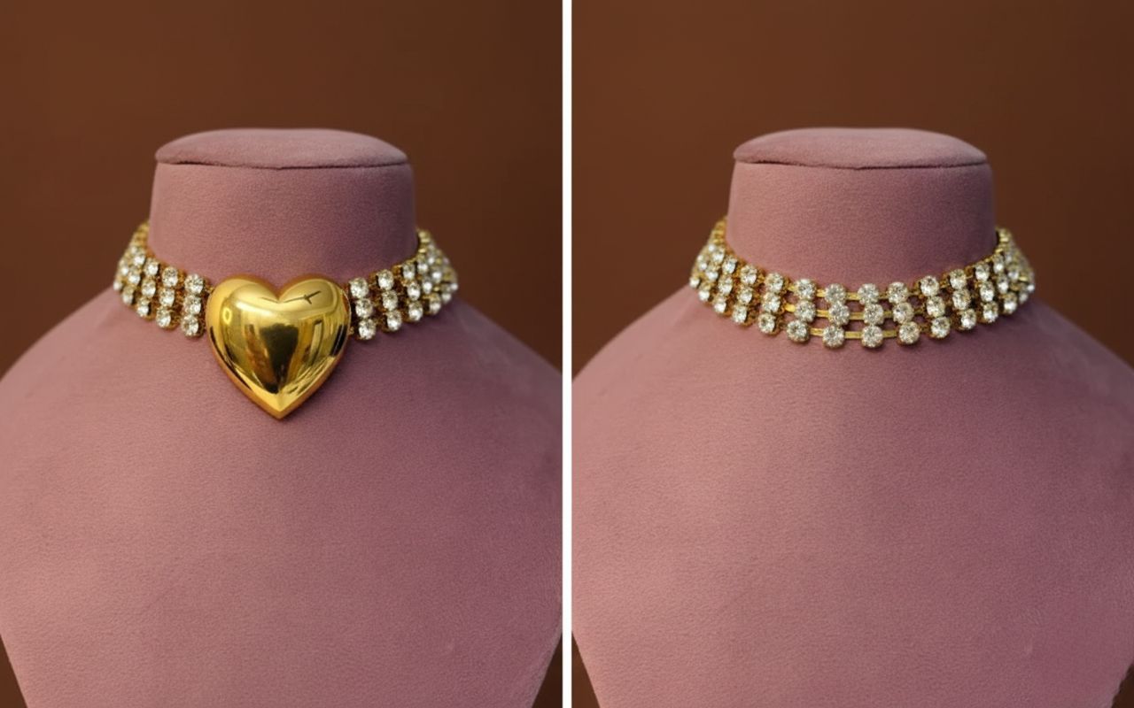 Sparkling Heart of Gold Choker