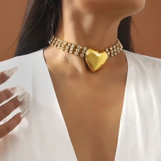 Sparkling Heart of Gold Choker