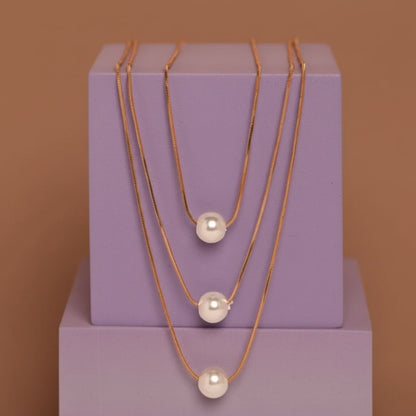 Three Layer Pearl Ball Necklace