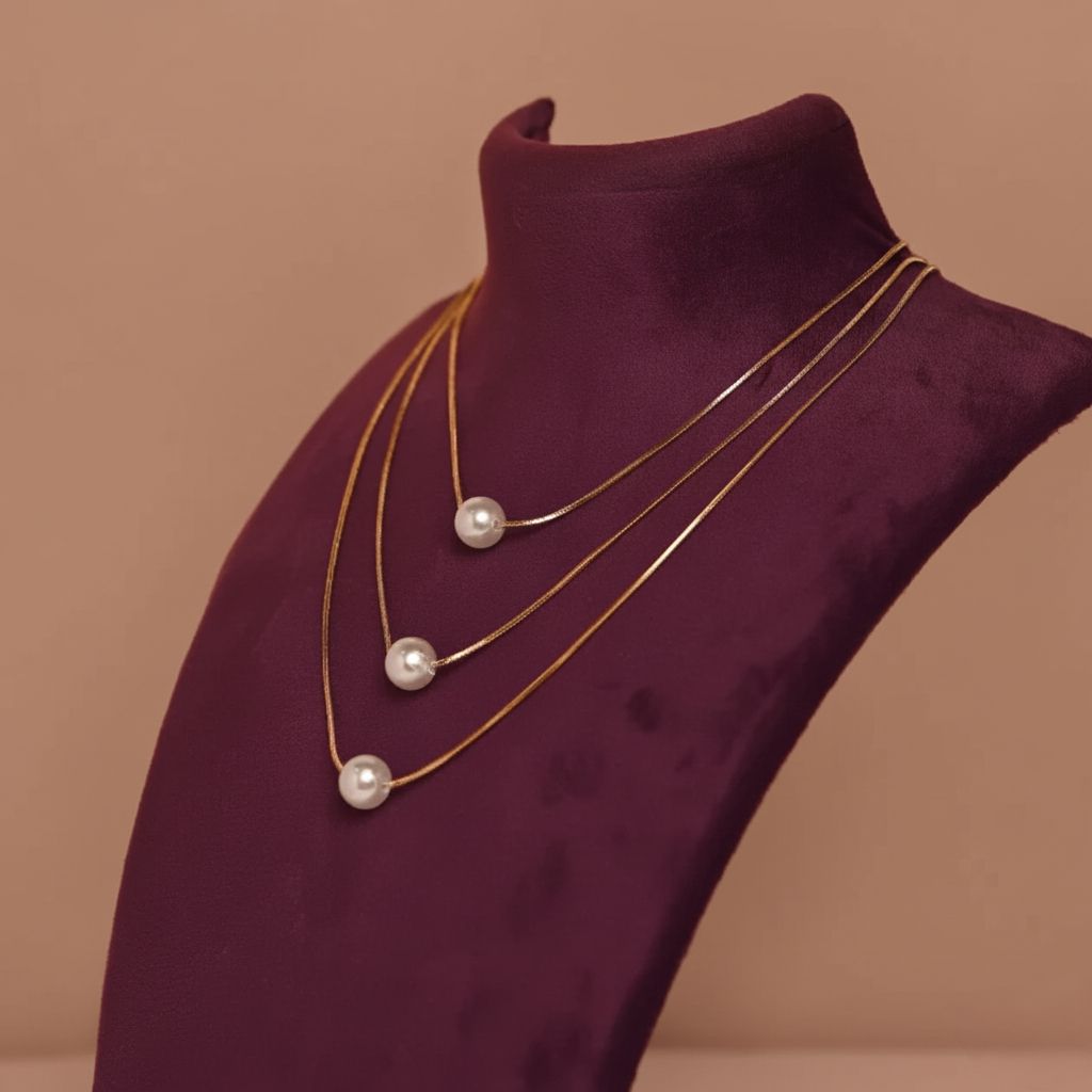 Three Layer Pearl Ball Necklace