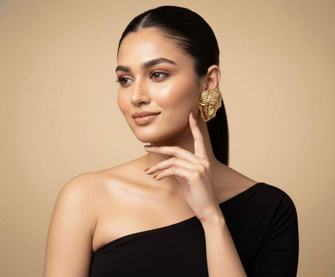 Golden Chehra Statement Studs