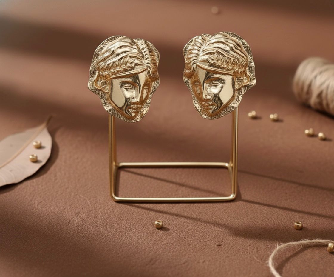 Golden Chehra Statement Studs