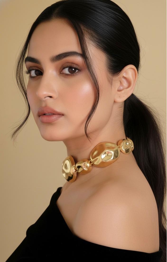 Geometric Gold Bold Statement Necklace