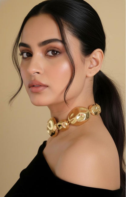 Geometric Gold Bold Statement Necklace