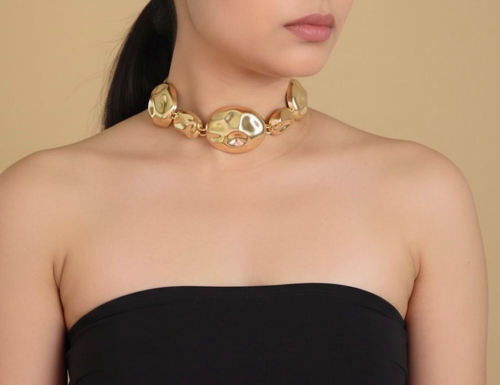 Geometric Gold Bold Statement Necklace