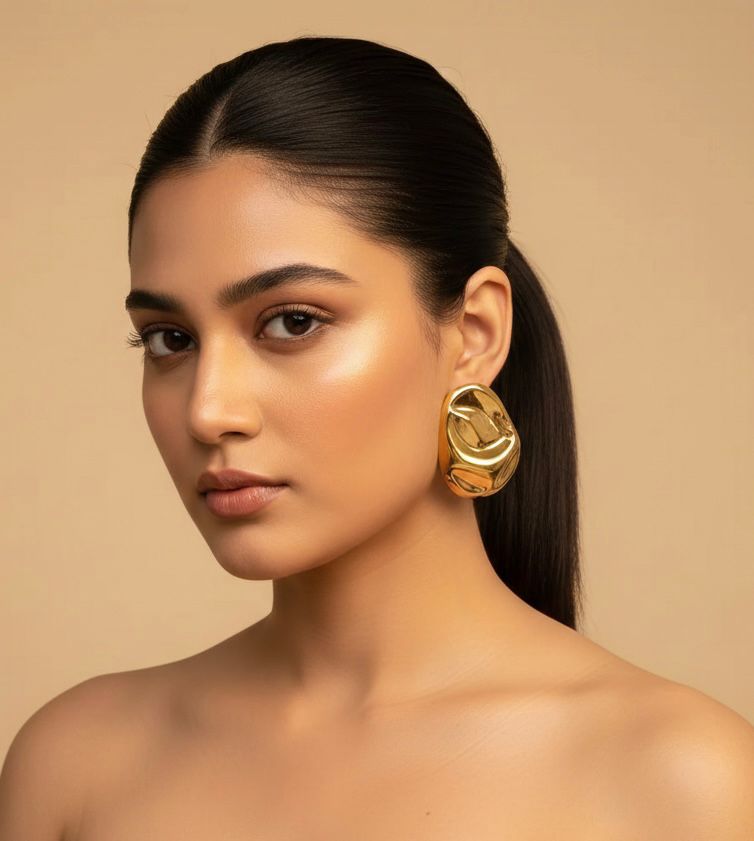Geometric Gold Bold Statement Studs