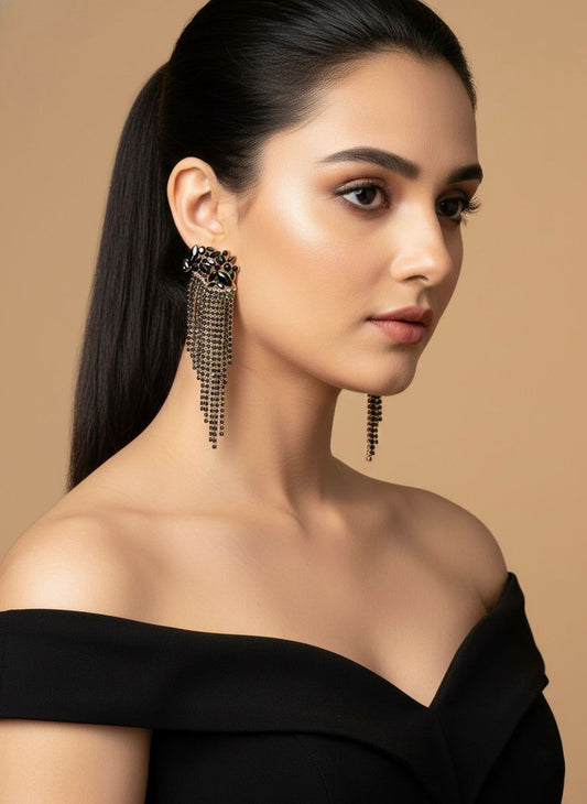 The Crownfall Earrings - Black
