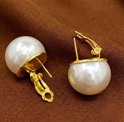Gold Pearl Ball Statement Studs