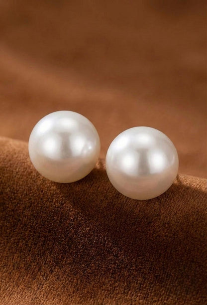 Gold Pearl Ball Statement Studs