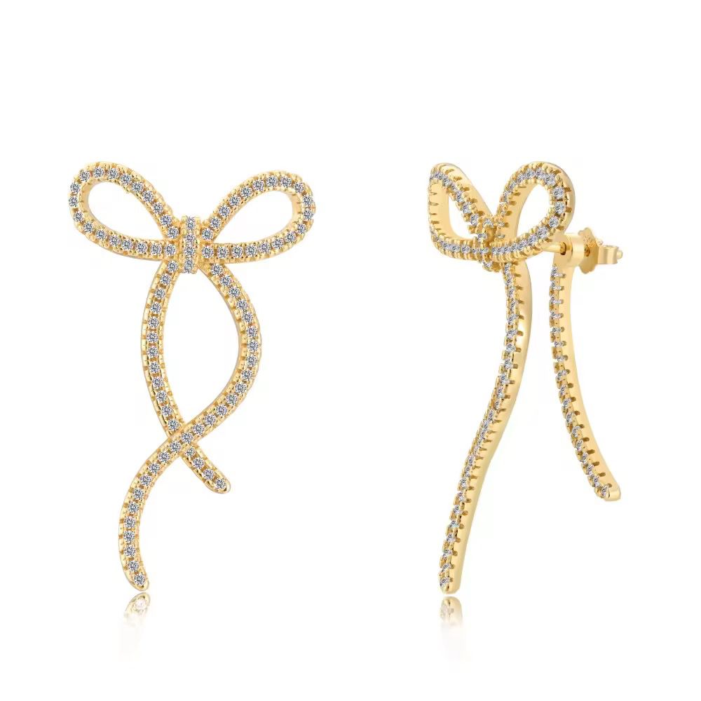 Sparkling Bow Knot Studs