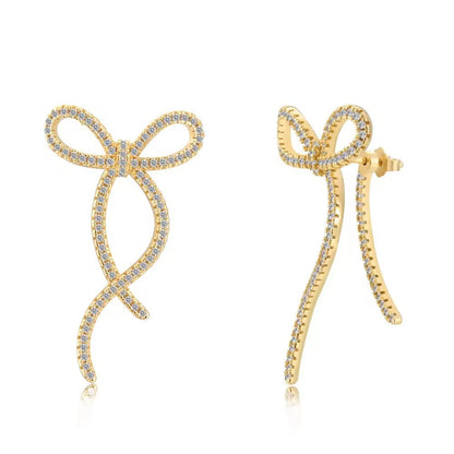 Sparkling Bow Knot Studs