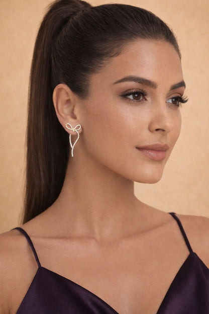 Sparkling Bow Knot Studs