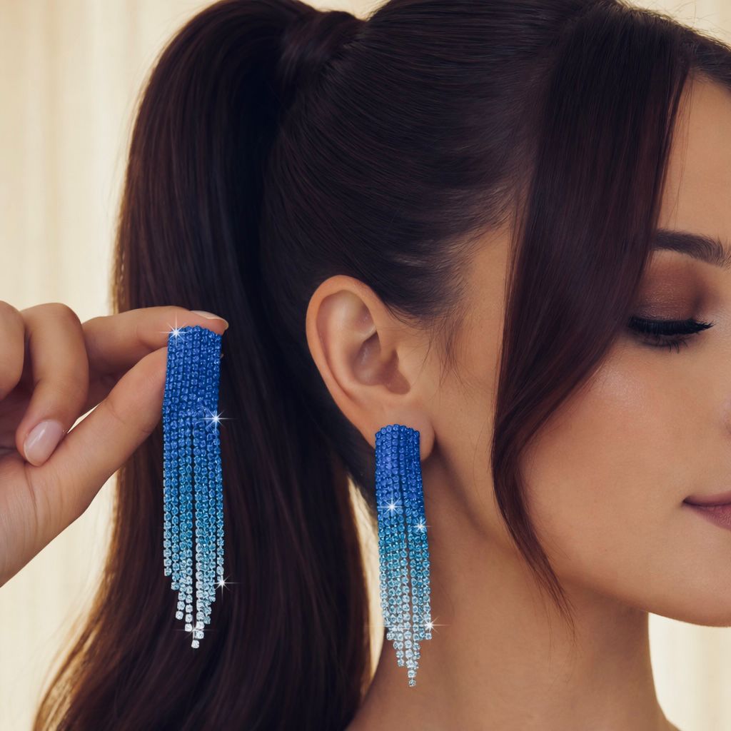 Gleamfall Ombre Earrings - Blue