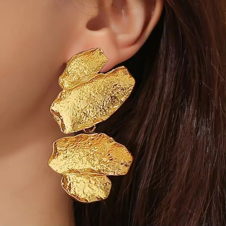 Gold Plated Abstract Artistry Drop Earrings