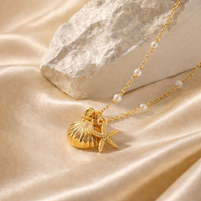Beachy Bliss Pearl Necklace - 18k Gold Plated