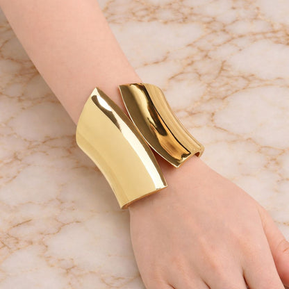 Solara Solid Gold Trendy Cuff bracelet - 18k Gold Plated