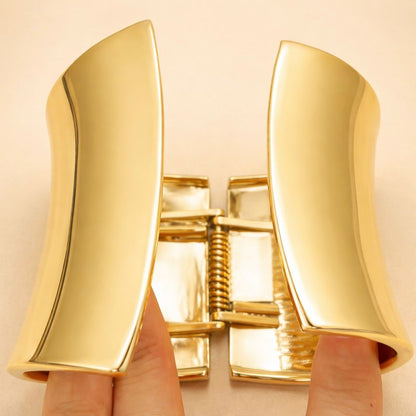 Solara Solid Gold Trendy Cuff bracelet - 18k Gold Plated