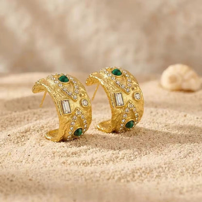 Emerald Green with Zircons Nazar Hoops