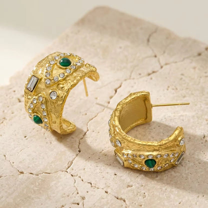 Emerald Green with Zircons Nazar Hoops