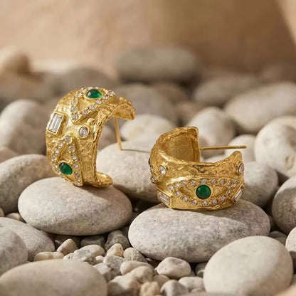 Emerald Green with Zircons Nazar Hoops
