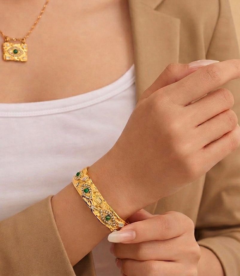 Emerald Green with Zircons Nazar Bracelet