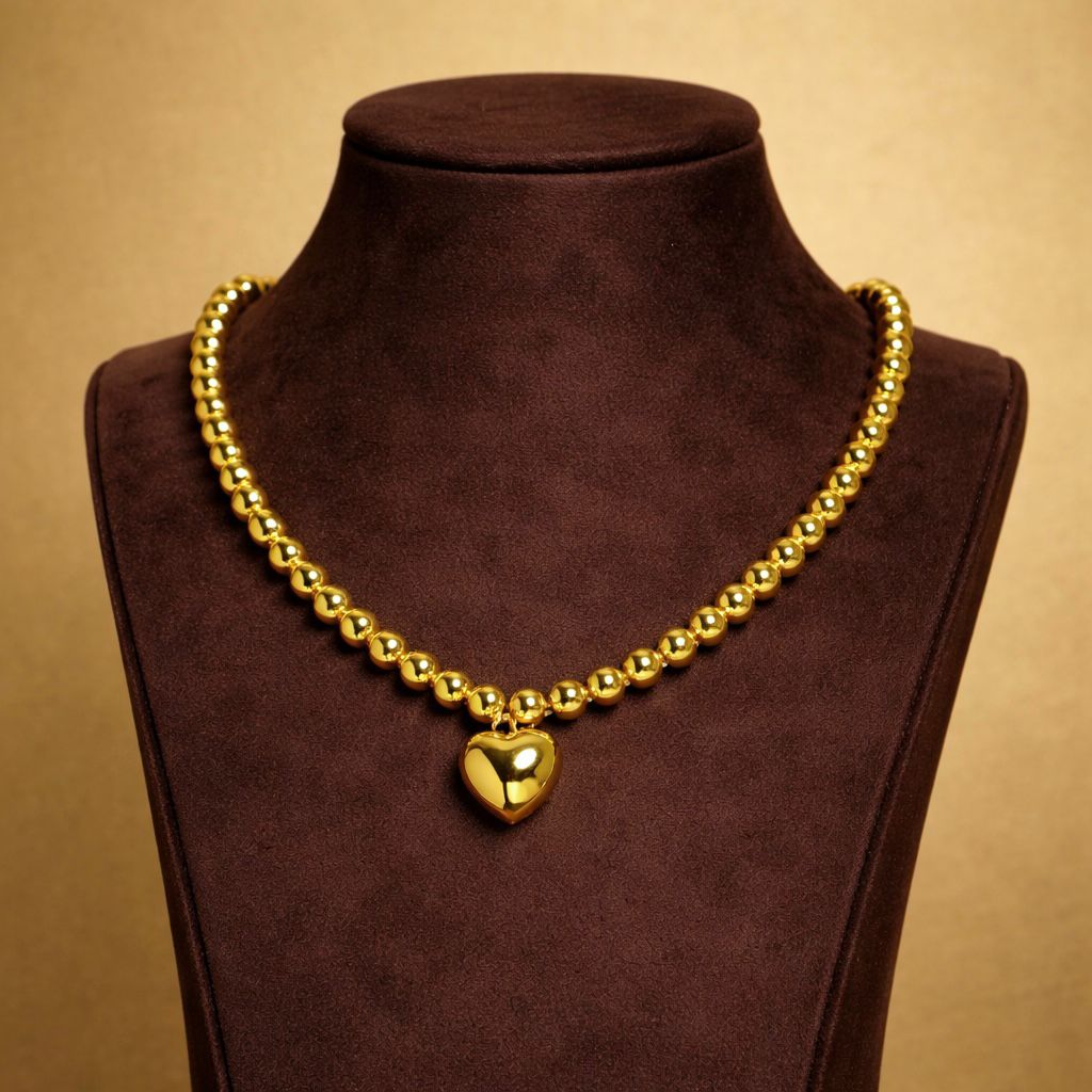 Brass Beads Love Charm Necklace