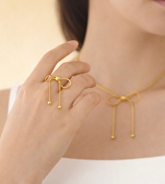 Bead Adorned Bow Ring