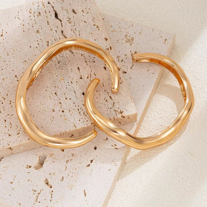 Gold Bold Wavy Stack Bracelet (Pair)