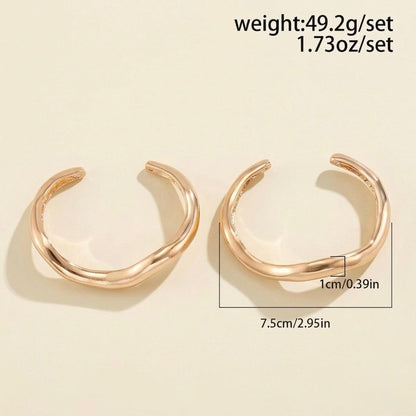 Gold Bold Wavy Stack Bracelet (Pair)