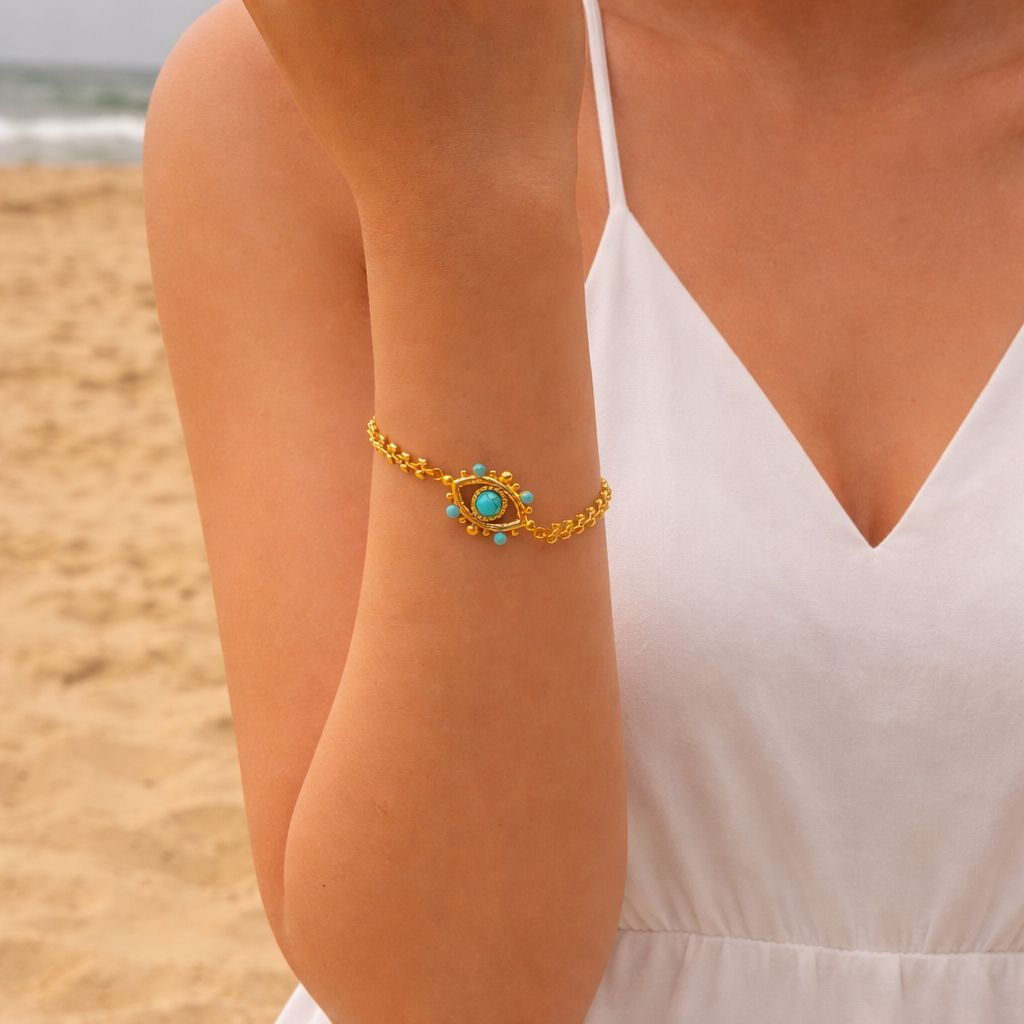 Turquoise Nazar Chain Bracelet