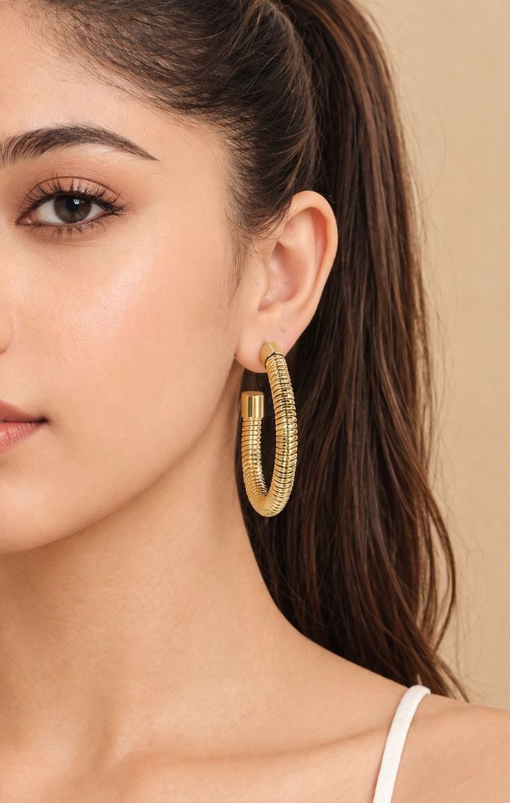 Gold Textured Hoops
