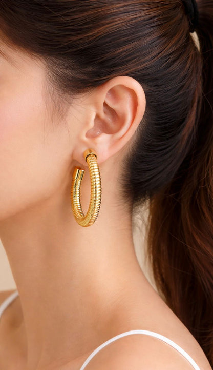 Gold Textured Hoops