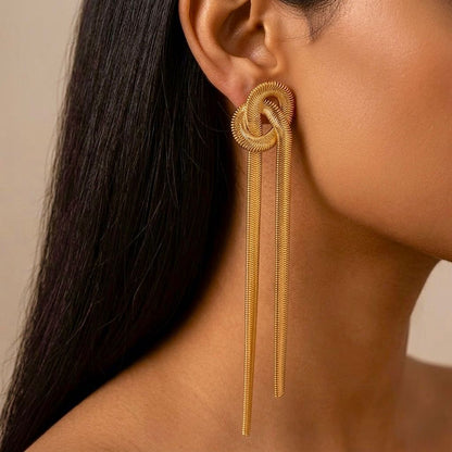 Golden knot fall earrings