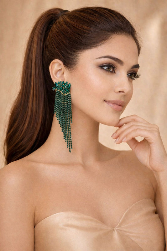 The Crownfall Earrings - Green
