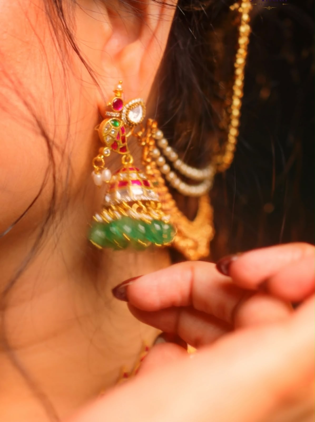 Kili Kundala - Original Jadau Kundan Parrot Jhumka