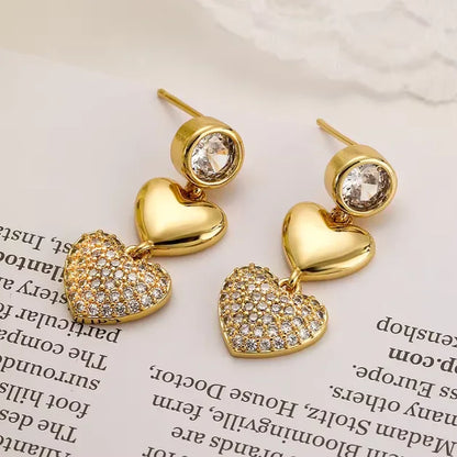 Zircon Double Heart Charms