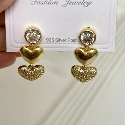 Zircon Double Heart Charms