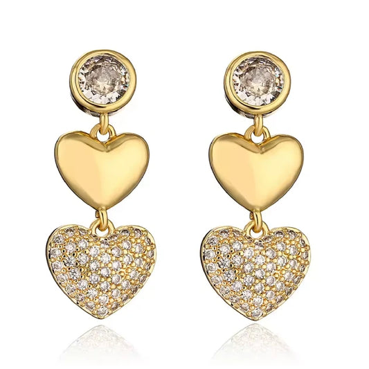 Zircon Double Heart Charms