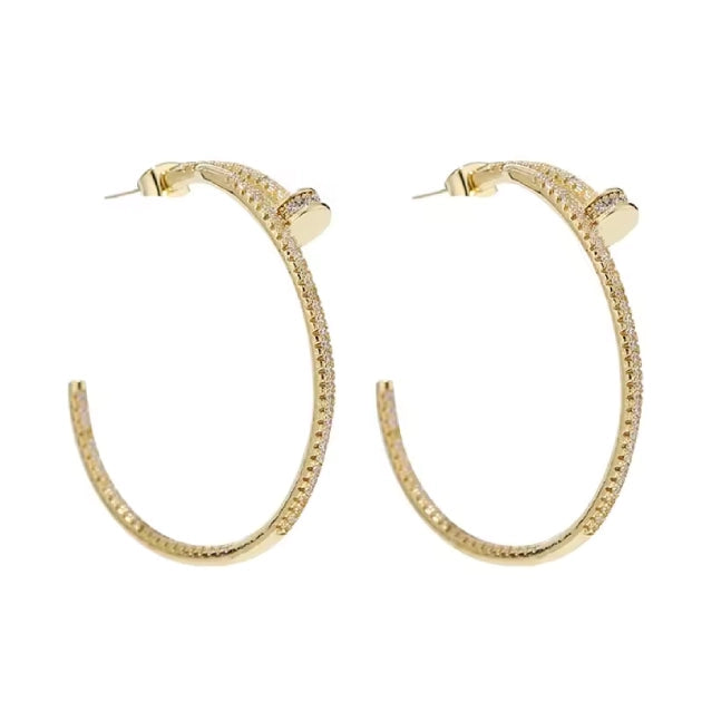 Innovative Zircon Nail Design Hoops