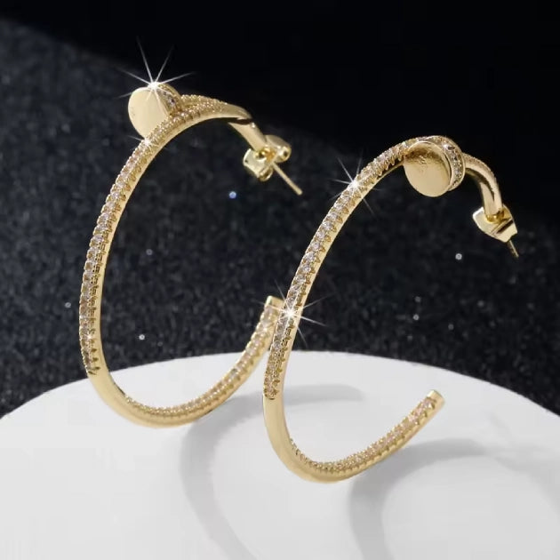 Innovative Zircon Nail Design Hoops