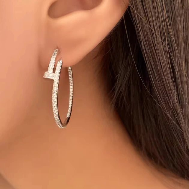 Innovative Zircon Nail Design Hoops