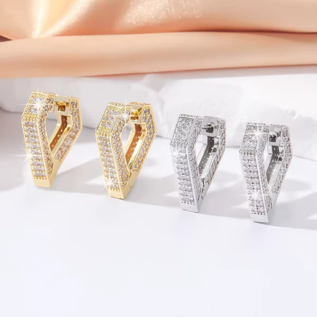 Zircon V Shape Hoops