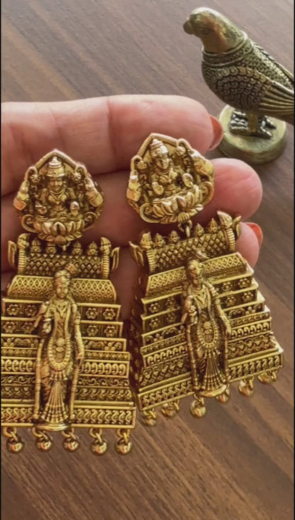 Meenakshi Gopura Kuntala – Microgold plated Temple Jhumkas