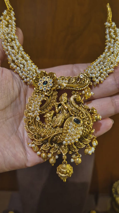 Mukta Mayuri Krishna Kantika – Pearl Krishna Temple Necklace