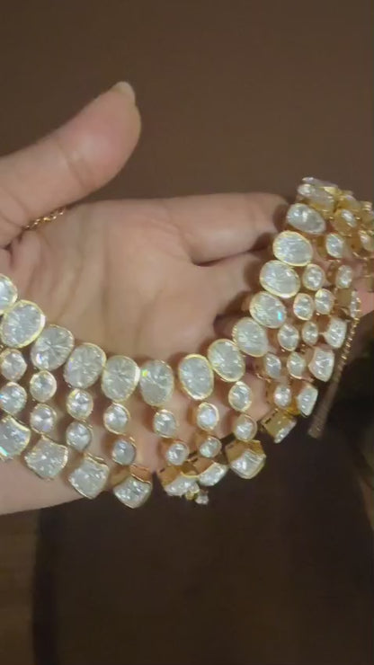 Aarohi – Geometric Statement Indo Western Moissanite Necklace Set.