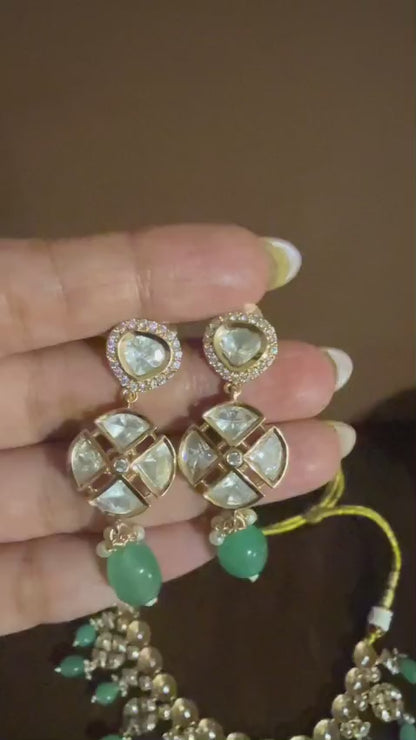 Vanya – Moissanite Emerald Bead Drop Necklace Set